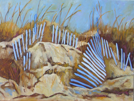 Rita Schuenemann - Dunes at Isle of Palms, SC - Blue Fence